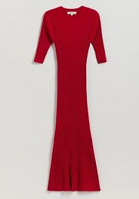 Dzianinowa sukienka z wiskozą Reserved czerwona 449GS-33X