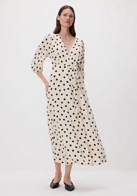 Sukienka maxi z wiązaniem Reserved beżowa 456GS-02X