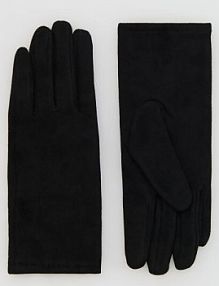 Rękawiczki z imitacji zamszu Reserved czarne damskie 480FE-99X