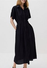 Koszulowa sukienka z lnem Reserved czarna 5134V-99X