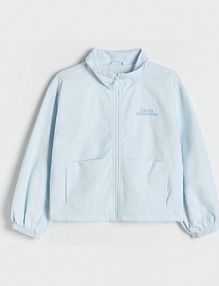 Bawełniana kurtka z haftem Reserved niebieska damska 528CV-05X