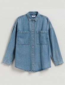 Jeansowa koszula z lyocellem Reserved niebieska 542GE-50J