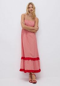 Sukienka maxi w kratę Reserved czerwona 546HV-33X