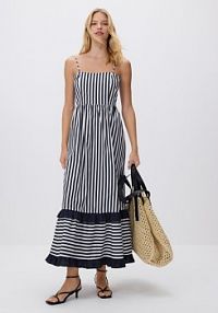 Sukienka maxi w paski Reserved granatowa 546HV-59X