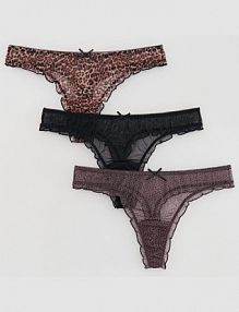 Majtki typu stringi 3 pack Reserved brązowe 549EZ-88X