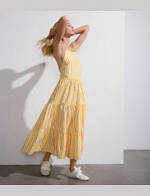 Bawełniana sukienka maxi Reserved żółta 551HV-11X