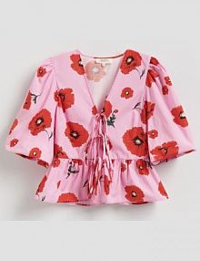 Wiązana bluzka w kwiaty Reserved różowa damska 564HV-30X