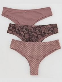 Bawełniane majtki brazyliany 3 pack Reserved brązowe damskie 565EZ-89X