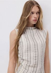 Asymetryczny top z wiskozą Reserved beżowy damski 584FB-08X