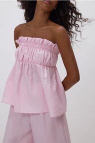 Marszczony top z wiskozą Reserved różowy damski 589FB-30X