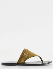 Zamszowe klapki Reserved beżowe damskie 609CP-80X