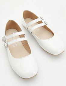 Baleriny z imitacji skóry Reserved białe 623DL-00X