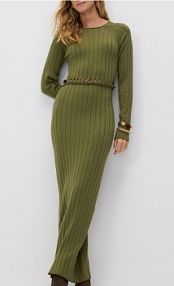 Prążkowana sukienka z wiskozą Reserved zielona 645HO-78X