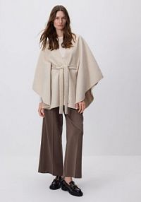 Ponczo z wiązaniem Reserved beżowe 648FD-02X