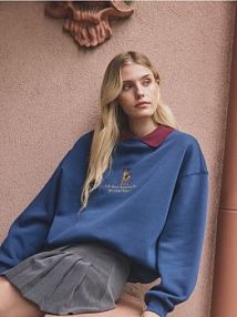 Bluza z ozdobnym haftem Reserved granatowa damska 676GA-59X