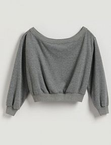 Bluza z odkrytymi ramionami Reserved szara damska 681GA-90M