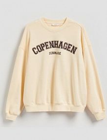 Bluza z haftowanym napisem Reserved żółta damska 691GA-10X