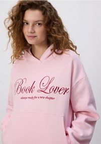 Bluza z haftowanym napisem Reserved różowa damska 692GA-03X