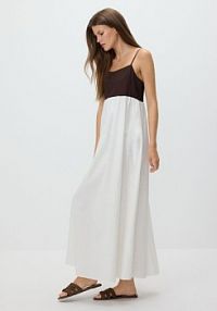 Sukienka midi z lnem Reserved biała 708HF-01X