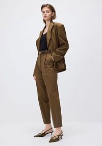 Spodnie cygaretki z paskiem Reserved oliwkowe 715GM-19X