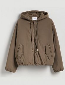 Kurtka bomberka z kapturem Reserved brązowa 731HD-74X