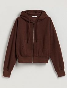 Rozpinana bluza z kapturem Reserved brązowa damska 736GA-84X