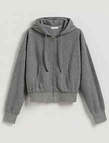 Rozpinana bluza z kapturem Reserved szara damska 736GA-90M