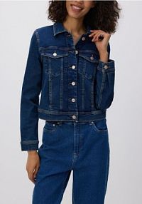 Jeansowa kurtka Reserved granatowa damska 737FZ-59J