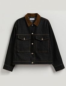 Jeansowa kurtka z kontrastowym kołnierzykiem Reserved granatowa damska 742FZ-95J