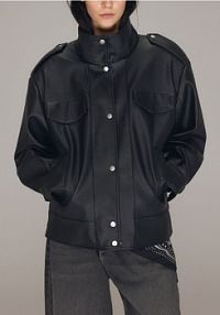 Kurtka oversize z imitacji skóry Reserved czarna damska 757HD-99X