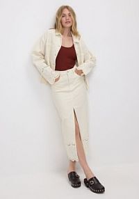 Jeansowa spódnica midi Reserved beżowa 7808B-02J