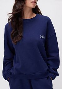 Bluza z nadrukiem Reserved granatowa damska 832GA-59X