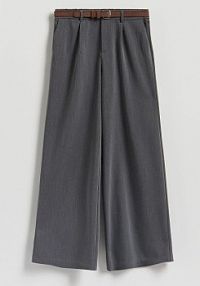 Luźne spodnie z paskiem Reserved szare damskie 855GS-90M