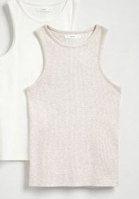 Prążkowany top 2 pack Reserved beżowy damski 864CR-08X