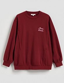 Bawełniana bluza z haftem Reserved czerwona damska 898BZ-83X