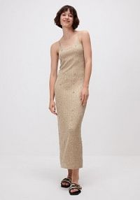 Sukienka z aplikacją Reserved beżowa 909GA-08X