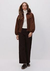 Kurtka bomberka z kołnierzykiem Reserved brązowa 919HF-88X