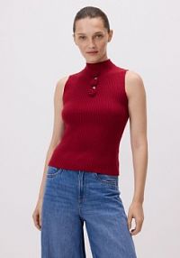 Dzianinowy top z różami Reserved czerwony damski 926FG-83X