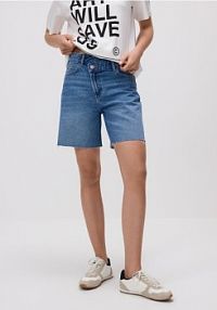 Jeansowe szorty z asymetrycznym zapięciem Reserved niebieskie 9341H-50J