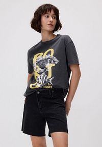 Jeansowe szorty z asymetrycznym zapięciem Reserved czarne 9341H-99J