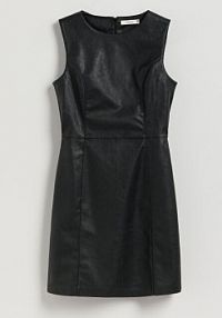 Sukienka z imitacji skóry Reserved czarna 939GA-99X