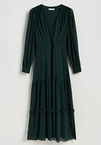 Sukienka maxi w grochy Reserved turkusowa 941GA-67X