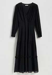 Sukienka maxi w grochy Reserved czarna 941GA-99X