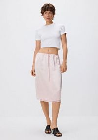 Wiskozowa spódnica z wiązaniem Reserved różowa 944IL-03X