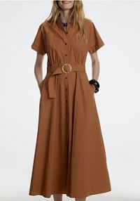 Koszulowa sukienka midi Reserved brązowa 972FB-84X
