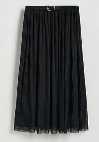 Plisowana spódnica z paskiem Reserved czarna 995GA-99X