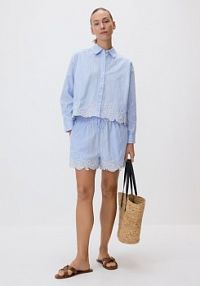 Szorty z haftowanym wzorem Reserved niebieskie damskie 997HF-05X