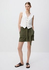Szorty z wiązaniem Reserved zielone damskie ST262-87X