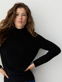 Wełniany golf z dodatkiem kaszmiru Reserved czarny damski TE800-99X