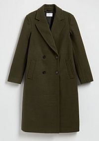 Dwurzędowy płaszcz Reserved zielony damski UA653-78X